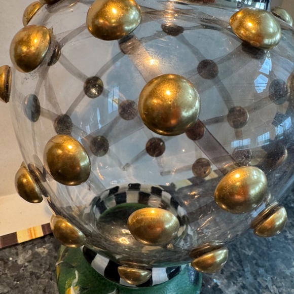 MacKenzie Childs Circus William Courtly Check Tulips Glass Vase  10.5” - Picture 6 of 10